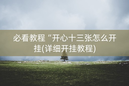 必看教程“开心十三张怎么开挂(详细开挂教程)