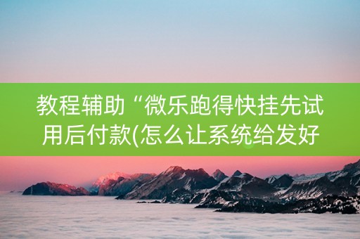 教程辅助“微乐跑得快挂先试用后付款(怎么让系统给发好牌)