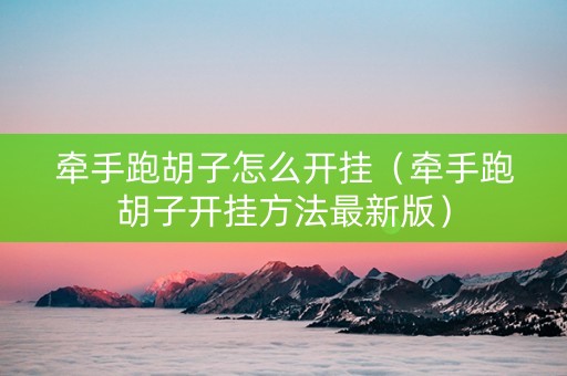 牵手跑胡子怎么开挂（牵手跑胡子开挂方法最新版）