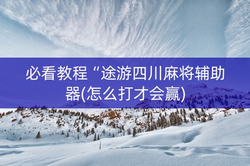 必看教程“途游四川麻将辅助器(怎么打才会赢)