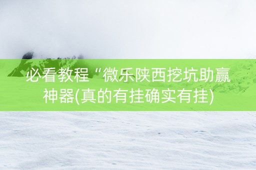 必看教程“微乐陕西挖坑助赢神器(真的有挂确实有挂)