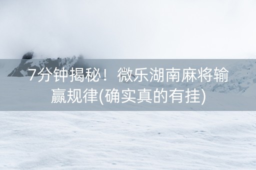 7分钟揭秘！微乐湖南麻将输赢规律(确实真的有挂)