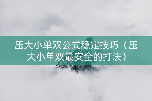 压大小单双公式稳定技巧（压大小单双最安全的打法）