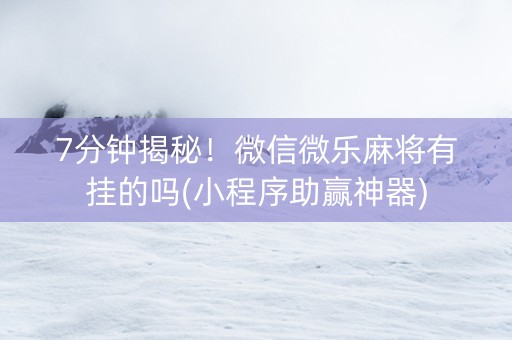 7分钟揭秘！微信微乐麻将有挂的吗(小程序助赢神器)