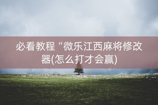 必看教程“微乐江西麻将修改器(怎么打才会赢)