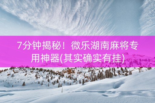 7分钟揭秘！微乐湖南麻将专用神器(其实确实有挂)