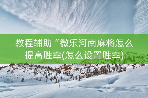 教程辅助“微乐河南麻将怎么提高胜率(怎么设置胜率)