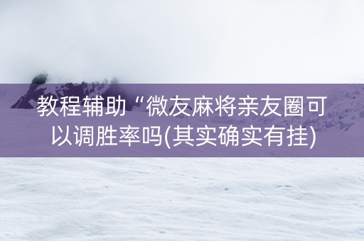 教程辅助“微友麻将亲友圈可以调胜率吗(其实确实有挂)