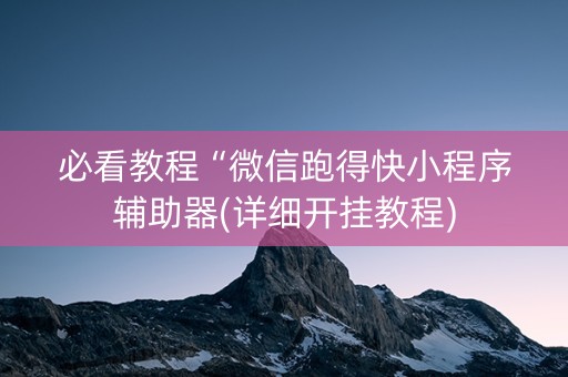必看教程“微信跑得快小程序辅助器(详细开挂教程)