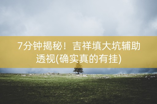 7分钟揭秘！吉祥填大坑辅助透视(确实真的有挂)