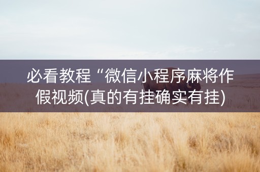 必看教程“微信小程序麻将作假视频(真的有挂确实有挂)