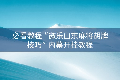 必看教程“微乐山东麻将胡牌技巧”内幕开挂教程