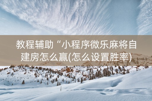 教程辅助“小程序微乐麻将自建房怎么赢(怎么设置胜率)