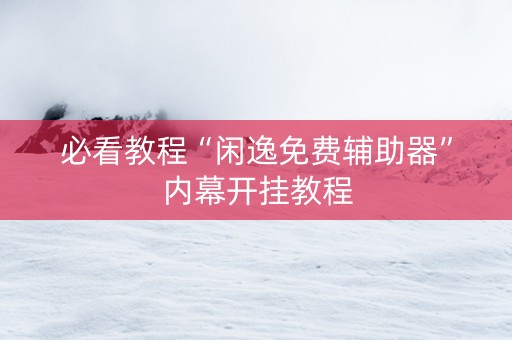 必看教程“闲逸免费辅助器”内幕开挂教程
