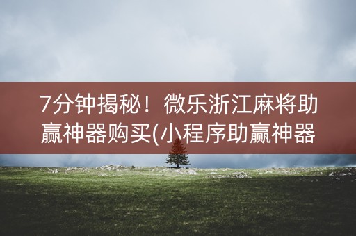 7分钟揭秘！微乐浙江麻将助赢神器购买(小程序助赢神器)