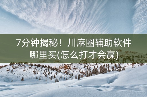 7分钟揭秘！川麻圈辅助软件哪里买(怎么打才会赢)