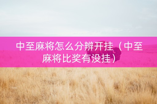 中至麻将怎么分辨开挂（中至麻将比奖有没挂）