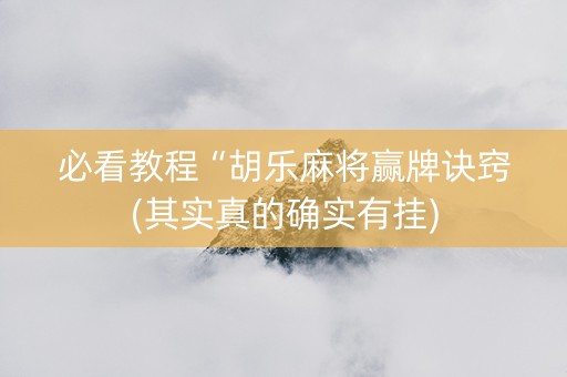 必看教程“胡乐麻将赢牌诀窍(其实真的确实有挂)