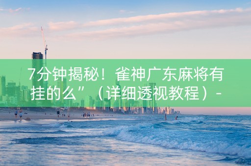 7分钟揭秘！雀神广东麻将有挂的么”（详细透视教程）-哔哩哔哩
