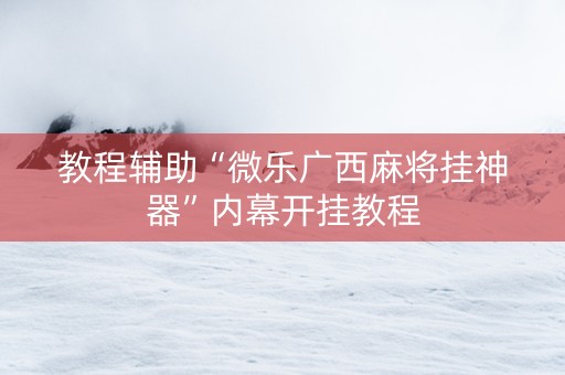 教程辅助“微乐广西麻将挂神器”内幕开挂教程