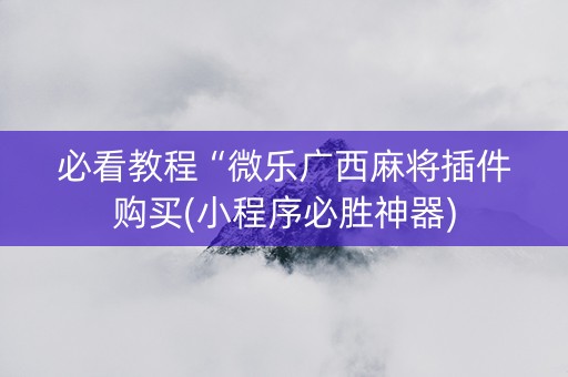 必看教程“微乐广西麻将插件购买(小程序必胜神器)