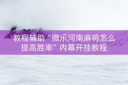 教程辅助“微乐河南麻将怎么提高胜率”内幕开挂教程