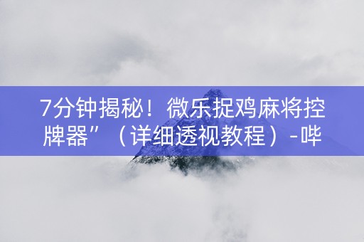 7分钟揭秘！微乐捉鸡麻将控牌器”（详细透视教程）-哔哩哔哩
