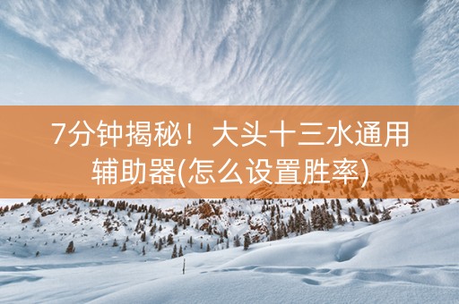 7分钟揭秘！大头十三水通用辅助器(怎么设置胜率)