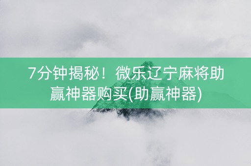 7分钟揭秘！微乐辽宁麻将助赢神器购买(助赢神器)