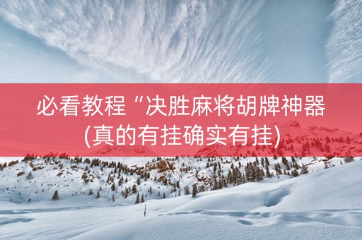 必看教程“决胜麻将胡牌神器(真的有挂确实有挂)