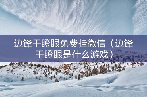 边锋干瞪眼免费挂微信（边锋干瞪眼是什么游戏）