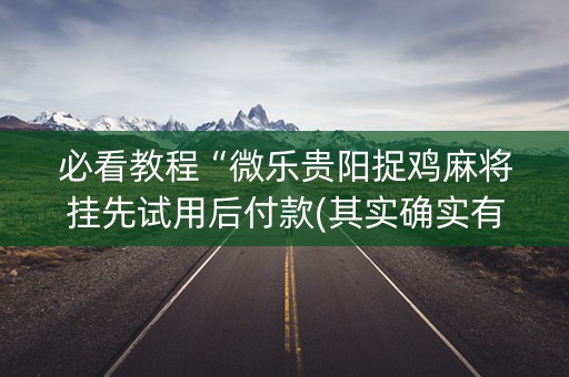 必看教程“微乐贵阳捉鸡麻将挂先试用后付款(其实确实有挂)