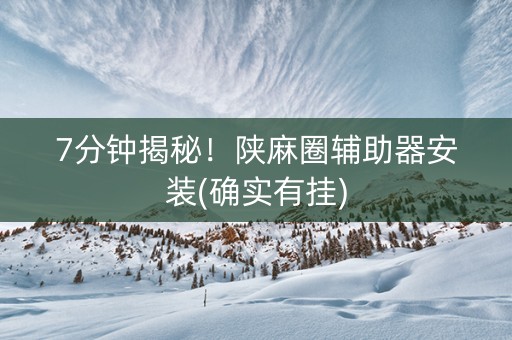 7分钟揭秘！陕麻圈辅助器安装(确实有挂)