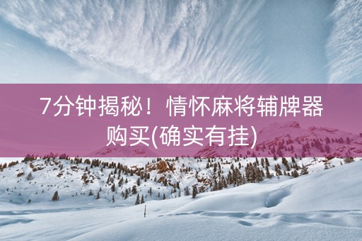 7分钟揭秘！情怀麻将辅牌器购买(确实有挂)