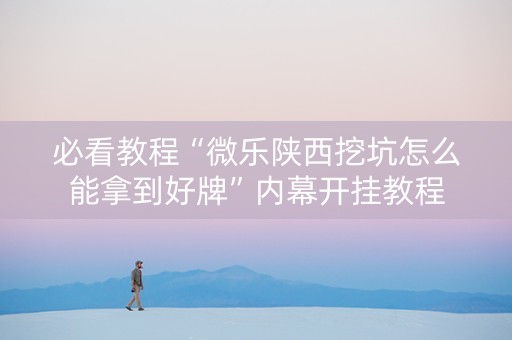 必看教程“微乐陕西挖坑怎么能拿到好牌”内幕开挂教程