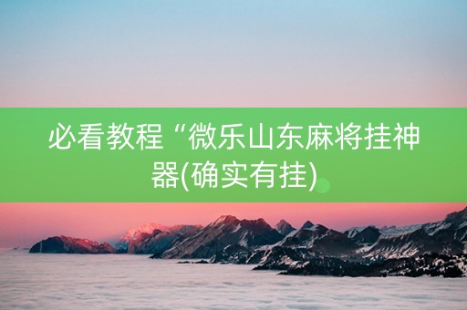 必看教程“微乐山东麻将挂神器(确实有挂)