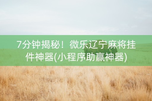 7分钟揭秘！微乐辽宁麻将挂件神器(小程序助赢神器)