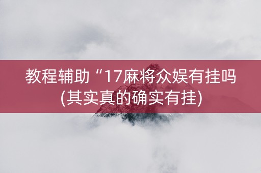 教程辅助“17麻将众娱有挂吗(其实真的确实有挂)