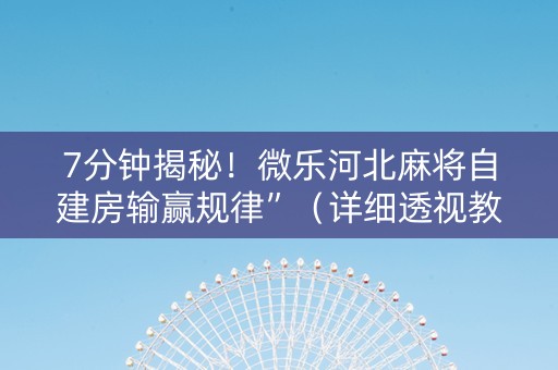 7分钟揭秘！微乐河北麻将自建房输赢规律”（详细透视教程）-哔哩哔哩