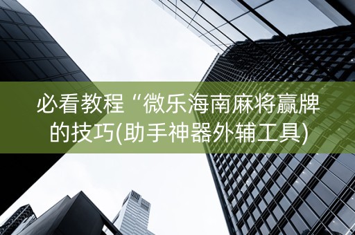 必看教程“微乐海南麻将赢牌的技巧(助手神器外辅工具)