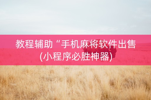 教程辅助“手机麻将软件出售(小程序必胜神器)
