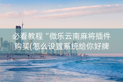 必看教程“微乐云南麻将插件购买(怎么设置系统给你好牌)