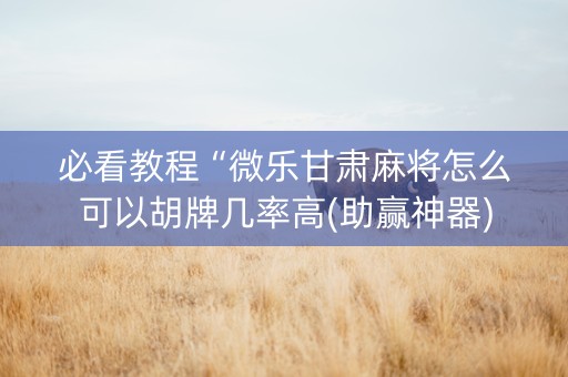 必看教程“微乐甘肃麻将怎么可以胡牌几率高(助赢神器)