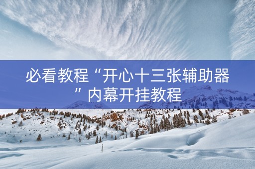 必看教程“开心十三张辅助器”内幕开挂教程