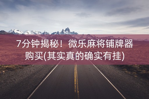 7分钟揭秘！微乐麻将铺牌器购买(其实真的确实有挂)
