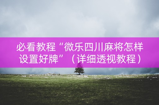 必看教程“微乐四川麻将怎样设置好牌”（详细透视教程）-哔哩哔哩