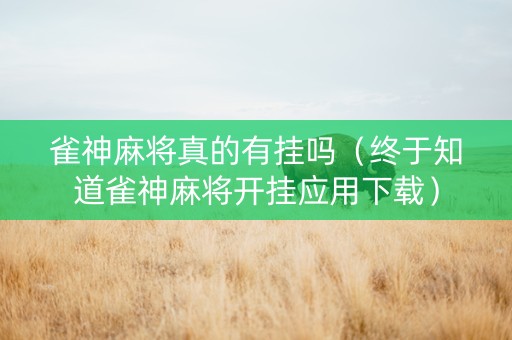 雀神麻将真的有挂吗（终于知道雀神麻将开挂应用下载）