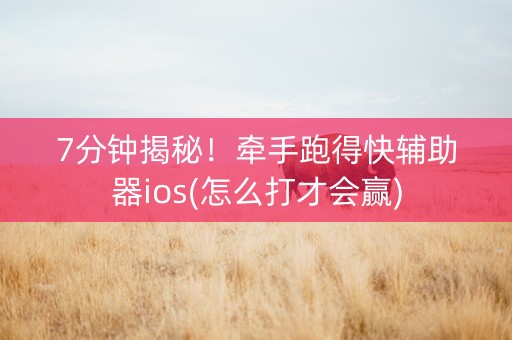7分钟揭秘！牵手跑得快辅助器ios(怎么打才会赢)