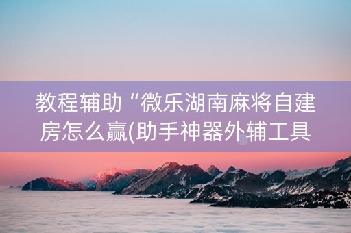 教程辅助“微乐湖南麻将自建房怎么赢(助手神器外辅工具)