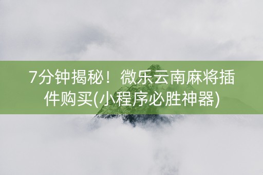 7分钟揭秘！微乐云南麻将插件购买(小程序必胜神器)
